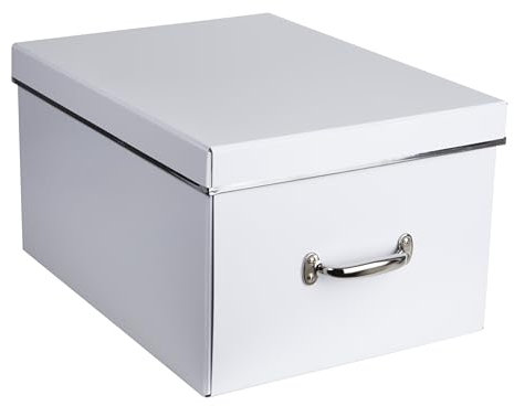 BIGSO ENGLA Weihnachtsbox für Christbaumkugeln – Aufbewahrungsbox mit Deckel und 2 Einsätzen – Organizer aus Faserplatte und Papier – weiß