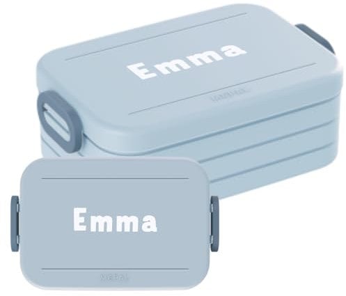 Mepal Brotdose mit Namen To Go - Personalisierte Lunchbox - Geeignet für bis zu 4 Butterbrote - Brotbox Erwachsene - BPA-frei & Spülmaschinenfest - 900 ml - Midi - Nordic blue