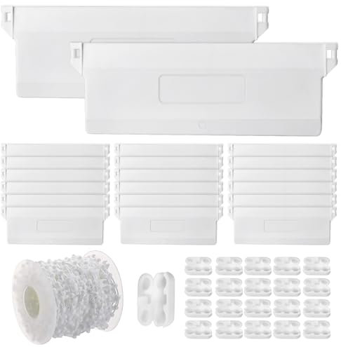 20 Stück Lamellenvorhang Beschwerungsplatten 127mm, Lamellenvorhang Ersatzteile, 20 Vertikaljalousien Ersatzteile & 10 Meter Weiße Kette Rollokette & 20 Kettenverbinder für Vertikaljalousien