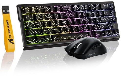 ATTACK SHARK X68 HE & R1 Set Tastiera e Mouse da Gaming, Tastiera RGB Cablata QWERTY 8000Hz Rapid Trigger, RT 0,01mm, Snap Tap, Mouse Wireless SUPERLIGHT 59g, 18000DPI, BT/2.4G/Cablato, Contorni Neri