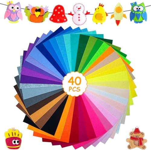 Druuzyl 40 bunte Filzplatten 20x30cm - Bastelfilz aus Polyester, DIY Vliesstoff für Kinder - Ideal zum Nähen, Handwerk & Dekoration - Farbige Filzblätter mit glatter Oberfläche