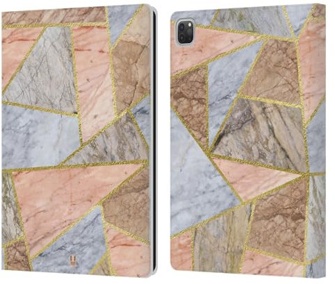 Head Case Designs Guscio Pastello Marmo Geometrico Custodia Portafoglio in Pelle Compatibile con Apple iPad PRO 12.9 2020/2021/2022