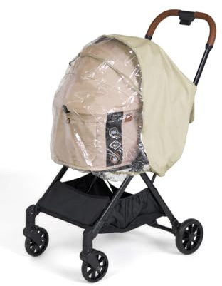 FIKAGO Regenschutz für Haustierbuggy – Transparent mit Belüftung – Größe M oder L – Beige oder Grau – Passend für FikaGO Hundewagen (Beige M)