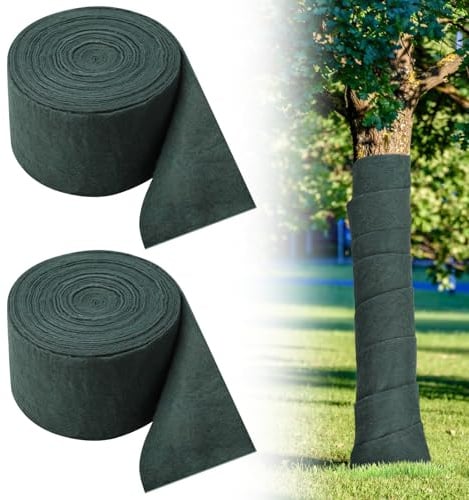 Orchideeknc 2 Rollen Baumschutzbandage 15 m x 12 cm, Winterfeste Stammschutz-Wickelstreifen, Kälte- und Frostschutzvlies für Pflanzen, Nährstoffschutzbandage beim Umpflanzen von Pflanzen