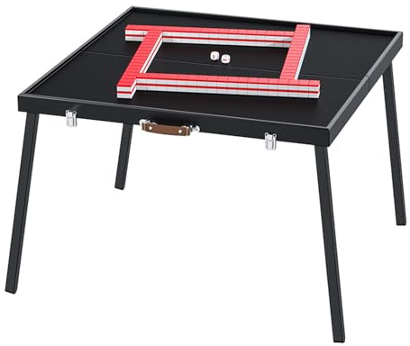Mahjong Pokertisch Klappbarer Mahjong-Tisch – Multifunktions-Spieltisch-Kacheln-Set, tragbar, 23 Zoll, Domino, Poker, Kartenspiele