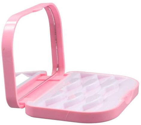Aufbewahrungsbox für falsche Wimpern, wasserdicht, tragbar, mit Make-up-Spiegel, Kunststoff, 3 Paar (Rosa)
