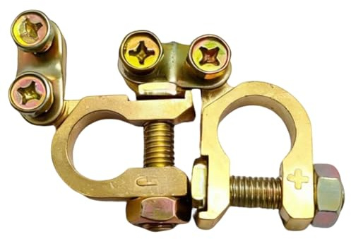 Car Battery Terminals Set - Heavy Duty Positive and Negative Connectors with Clamps for Automotive, Marine, and Leisure Use