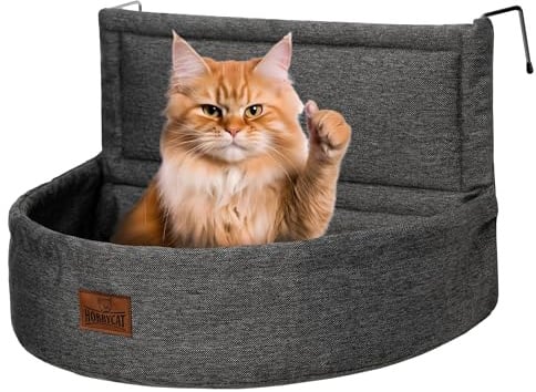 Cama para calefacción para gatos – Cama para radiador para gatos – Cama calefactora para gatos con felpa suave – Hamaca para gatos – Se adapta a todos los radiadores – Estable y acogedora – Negro