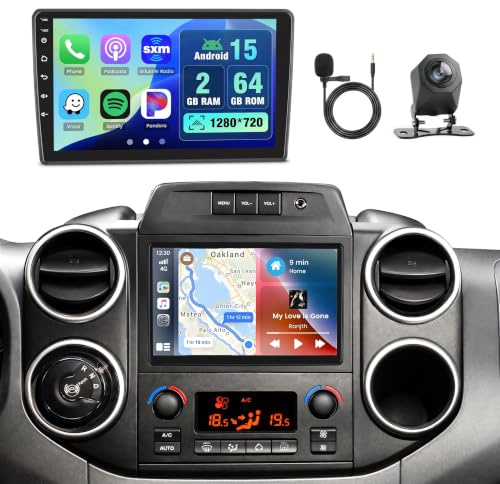 Inefala 2G+64G Autoradio Android 15 para Citroen Berlingo B9 2008-2018 | Pantalla Táctil de 9, Wireless CarPlay, Android Auto, GPS, WiFi, RDS/FM, BT, EQ, SWC, Cámara Trasera, MIC