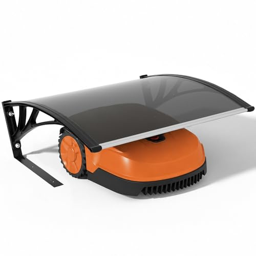VOUNOT® Mähroboter Garage, Rasenmäher Rasenroboter Carport Überdachung mit Metallfüßen, wetterfest, Schutz vor Laub, UV-Schutz, 104×80×50 cm, Dunkelgrau