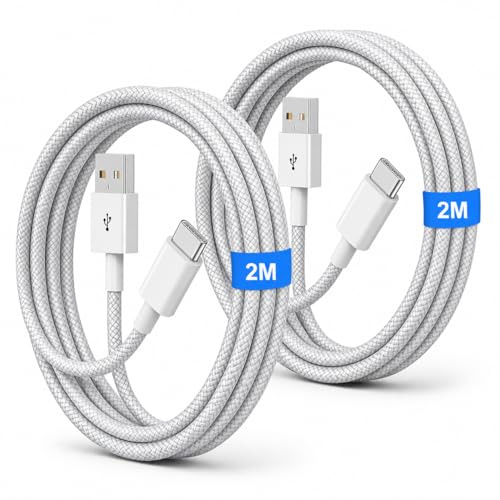 2 Pack 2M For Google Pixel 11 10 9 Pro Type C Fast Charging Charger Cable | For Pixel 9a 8 8a 7a 7 6a 6 5 4a charging cable, 2M 5 AMP braided USB A to USB C charger lead, fast data transfer wire
