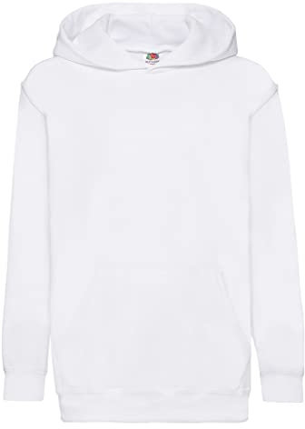 Fruit Of The Loom SS026B, Sudadera con Capucha para Niños, Blanco (White), 12-13 años (Talla del fabricante: 152)