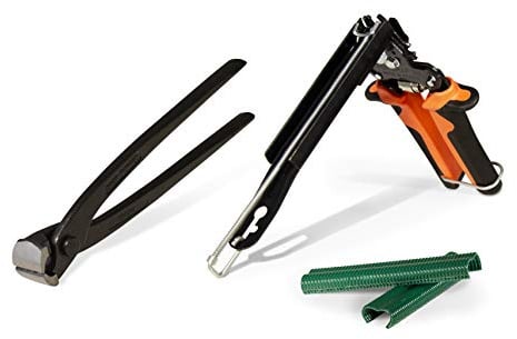 EDMA - Pack Pro Zauntechnik - Zaunringzange Top Grafer - 1000 Zaunringe Omega 20 Grün - Monierzange 220mm - 041855 - Hochwertiges Handwerkzeug für Profis und Heimwerker
