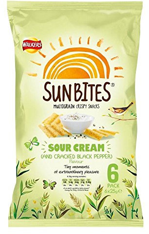 Walkers SunBites Wholegrain Snacks - Sour Cream & poivre noir concassé (6x25g) - Paquet de 6