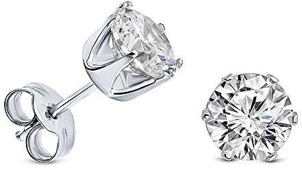 Miore – Ohrstecker aus 9 Karat Weißgold (375) mit Zirkonia im Rundschliff– Bouton-Ohrringe mit Edelsteinen für Damen in edler Krappenfassung – Allergenfrei & handgemacht (6.7x6.7mm)