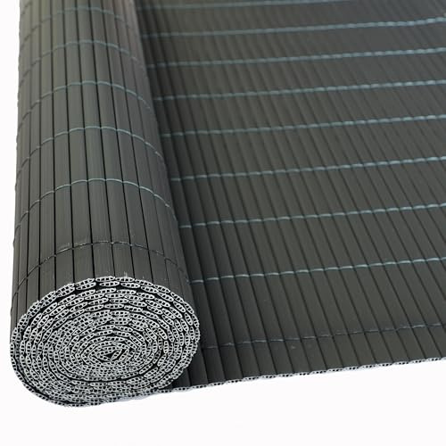 ESTEXO PVC Sichtschutzmatte aus Kunststoffröhrchen Grau 0,90 x 5 m