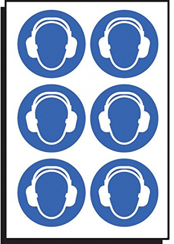 Caledonia Signs 55036 Ear Protection Symbol, 100 mm Diameter (Pack of 6)