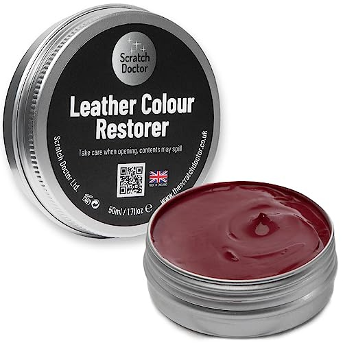 Scratch Doctor Leather Colour Restorer Recolouring Balm Repair Treatment for Faded & Worn Absorbent Leather Furniture, Sofas, Chairs (Bordeaux, 50ml)