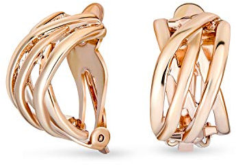 Boucles D'Oreilles À Clip Pour Femmes Sans Oreilles Percées En Laiton Plaqué Or Rose Avec Motif Classique De Nœud Celtique Tressé En Fil Torsadé Ouvert Et Large Demi-Créole