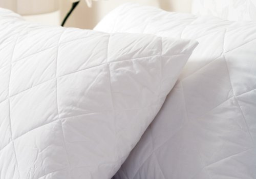 Sleep&Smile Deep Quilted Medium/Firm Support Bounce Back Pillows – 4 Pack, Large Size, Hypoallergenic, Back & Side Sleeper Comfort – Made in the UK