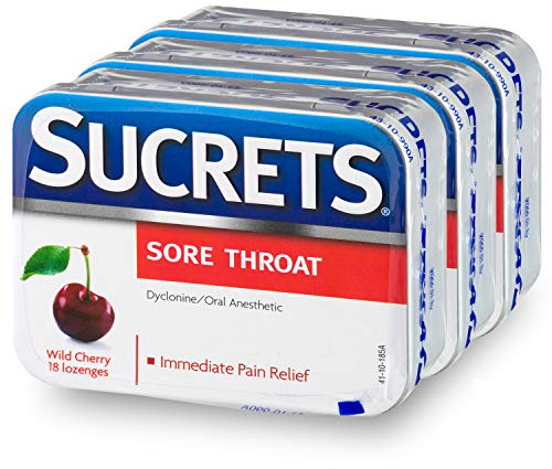 Sucrets Sore Throat Lozenges, Wild Cherry Flavor, 3 Pack, 18 Count Each
