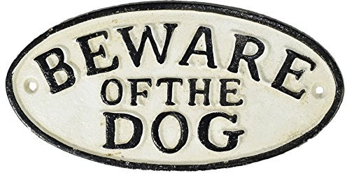 Beware Of The Dog Traditional Cast Iron Metal Sign Rustic Plaque Painted Sign