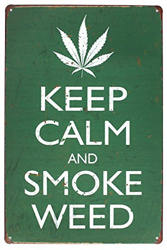 Hioni Keep Calm and Smoke Weed Vintage Blechschild Poster Wandschild Wand Dekoration Metallschild Türschild