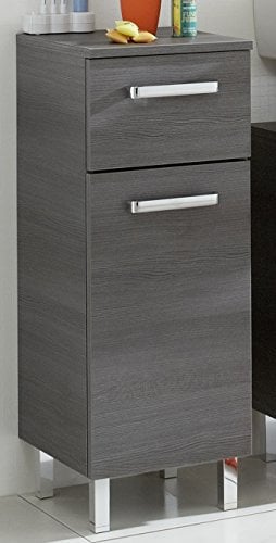 Pelipal Badezimmerschrank Quickset 352 in Graphit Struktur Quer, 30 cm breit | Unterschrank mit 1 Tür, 1 Schubkasten und 1 Einlegeboden