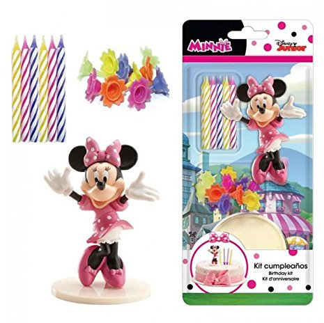 Dekora - Decoración para Tartas con la Figura de Minnie Mouse y Velas Cumpleaños, Multicolor , 11 x 5 x 23 cm (303001)