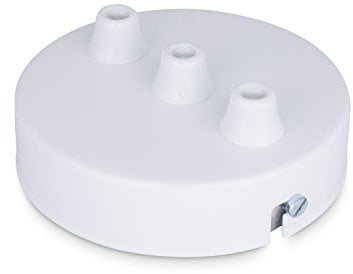 Deckenbaldachin Lampenbaldachin Metall 3-fach (mit 3 Kabelauslässen) 100x24mm, weiß - inkl. Zugentlastung aus Kunststoff