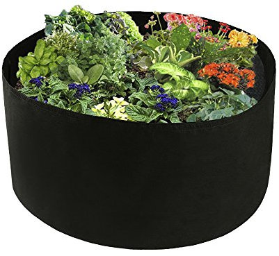 JYCRA Sac de plantation surélevé en tissu - Récipient pour plantation rectangulaire et respirant - Pot pour plantes, fleurs et légumes, Tissu, Noir , Dia 38 x H 20inch