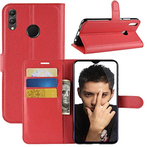HualuBro Coque Huawei Honor 8X, Premium Étui en Cuir PU Leather Wallet Portefeuille Housse Flip Case Cover avec Cartes Slots pour Huawei Honor 8X Smartphone (Rouge)