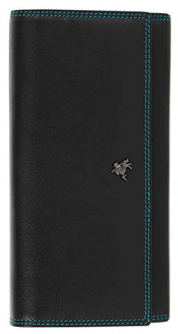 VISCONTI ® Portafoglio Donna Vera Pelle con protezione RFID - XL 18 x 9 cm - Porta Carte di Credito con Portamonete Borsellino Portafogli Porta Banconote -COLORADO (CD-21 Nero/Multi)