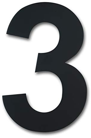 Gebürsteter moderner Edelstahl Hausnummer-203mm hoch-schwarze Beschichtung, schwebende Erscheinung (Nummer 3)
