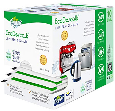 EcoDescalk Descalcificador Multiuso Ecológico 10 Sobres Monodosis Polvo Antical Natural para Hervidores, Lavadoras y Lavavajillas Descalcificante multiusos