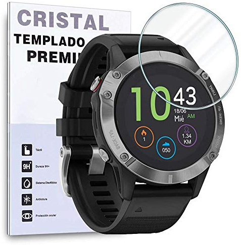 REY Bildschirmschutz aus gehärtetem Glas für Garmin Fenix 6 - Fenix 6 Pro 47mm, Schutzfolie, Displayschutzfolie 9H+ Härte, Anti-Kratzen-Öl-Bläschen