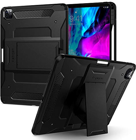 Spigen Tough Armor Pro Compatible avec iPad Pro 12.9 Coque avec Pencil Holder (2020/2018) - Noir