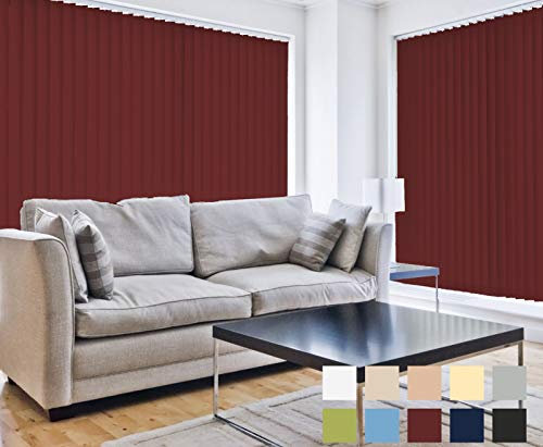 Lamellenvorhang Vertikaljalousie Schiebevorhang Schiebegardine | Anlagenbreite 100 - 250 cm, Anlagenhöhe 130 - 250 cm | Lamellen 127 mm | Stoff lichtdurchlässig, blickdicht | 100 x 165 cm, Weinrot