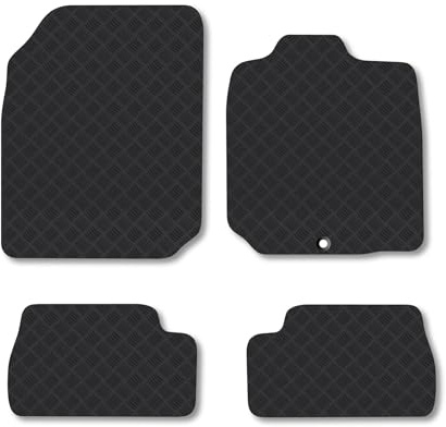 Rubber Car Mats Compatible With Nissan Micra (2003-2008) Tailored Fit Car Floor Mats Set Accessory Custom Fit Anti-Slip Backing Heavy-Duty Waterproof Easy-Clean Durable All Weather Full Coverage