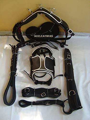 Leather Ride Nylon Driving Harness Synthetic Patent Nylon Driving Harness with Designer Bridle (Black)