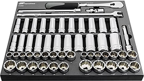 Ingersoll Rand 54-teilig 1/5.1 cm-Antrieb SAE/Metrischer Hauptstecknuss und Zubehör-Set - Chrom-Vanadium-Stahl, 90 Zähne Ratsche, EVA-Schale mit Größenmarkierungen - 752002