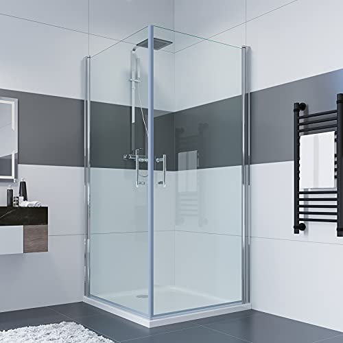 IMPTS Duschkabine Pendeltüren 90x90 x 195cm Doppel Duschtür Eckdusche Duschabtrennung Dusche NANO Glas, ohne Duschtasse & Ablauf