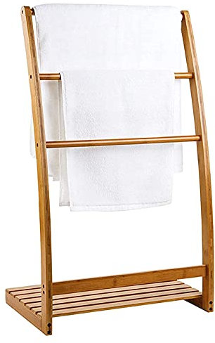 DFANCE Piantana Porta Asciugamani,portasciugamani Bagno da Terra,Legno,Marrone,50x31.7x84.5cm,per Asciugamani da Bagno E Altri Tessuti,Anche Come Piccolo Appendiabiti