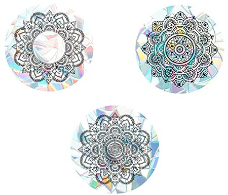 GORGECRAFT Mandala Fensteraufkleber Anti-Kollision Statische Regenbogenglasaufkleber Fensteralarm Aufkleber Für Küche Esszimmer Schlafzimmer
