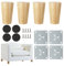 GOYADA 4er-Set Möbelbeine aus Holz, 8 cm, Braun, Rund, 50 x 80 mm, für Sofa, Schrank, TV-Schrank, Bett, Couchtisch, Schreibtisch, Esstisch, Schminktisch, DIY-Projekte, mit Montageplatten und Schrauben