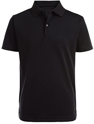 IZOD Boys' School Uniform Performance Short Sleeve Solid Polo, Black, 10-12