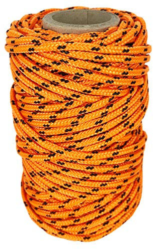 Cordón de Poliéster 3mm * 25m. Fabricado en España. para Manualidades, Aire Libre, Exteriores, Jardín y Bricolaje. Naranja con Negro