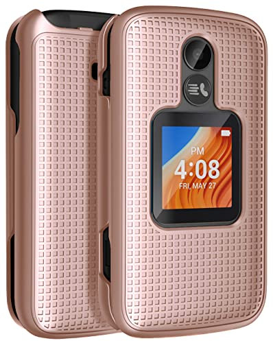 Nakedcellphone Schutzhülle für Alcatel TCL Flip-2-Handy (2022), schlanke Hartschalen-Schutzhülle für T408DL / TFALT408DCP, Roségold, Rosa