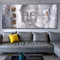 Abstrakte Buddha-Malerei auf Leinwand, große moderne Buddha-Leinwandbilder für Wohnzimmer, Wandkunstdrucke, Poster, 70 x 140 cm (28 x 55 Zoll) mit Rahmen