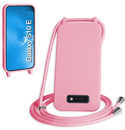 WenBaby Handykette für Samsung Galaxy S10E Hülle mit Band,Handyhülle mit Schnur zum Umhängen Silikon Seil Necklace Schutzhülle mit Kordel Tasche Case TPU Bumper für Galaxy S10E- Rosa